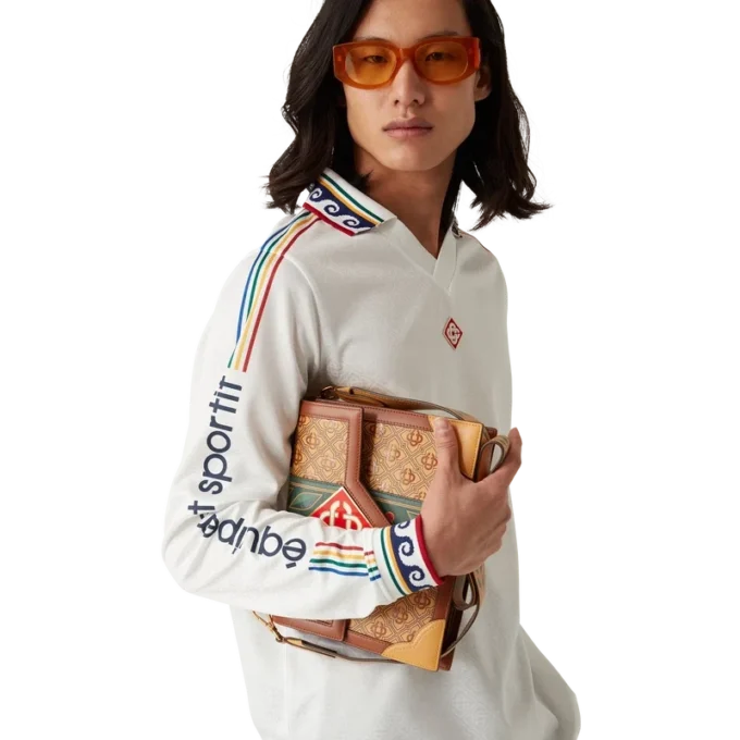 Jacquard Monogram voetbalshirt met lange mouwen Jacquard Monogram voetbalshirt met lange mouwen