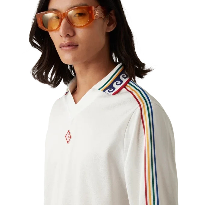 Jacquard Monogram voetbalshirt met lange mouwen Jacquard Monogram voetbalshirt met lange mouwen