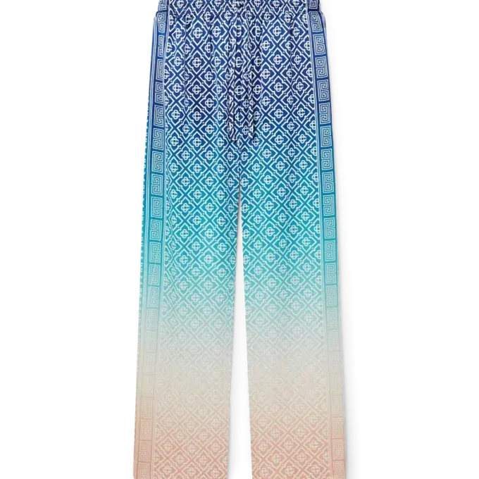 Jacquard zijde broek met kleurverloop