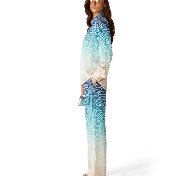 Jacquard zijde broek met kleurverloop Jacquard zijde broek met kleurverloop