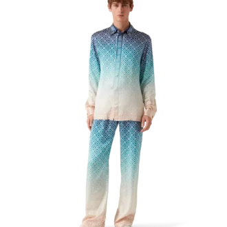 Jacquard zijde broek met kleurverloop