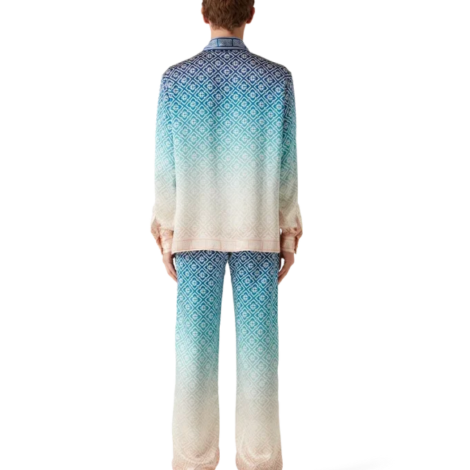 Jacquard zijde broek met kleurverloop