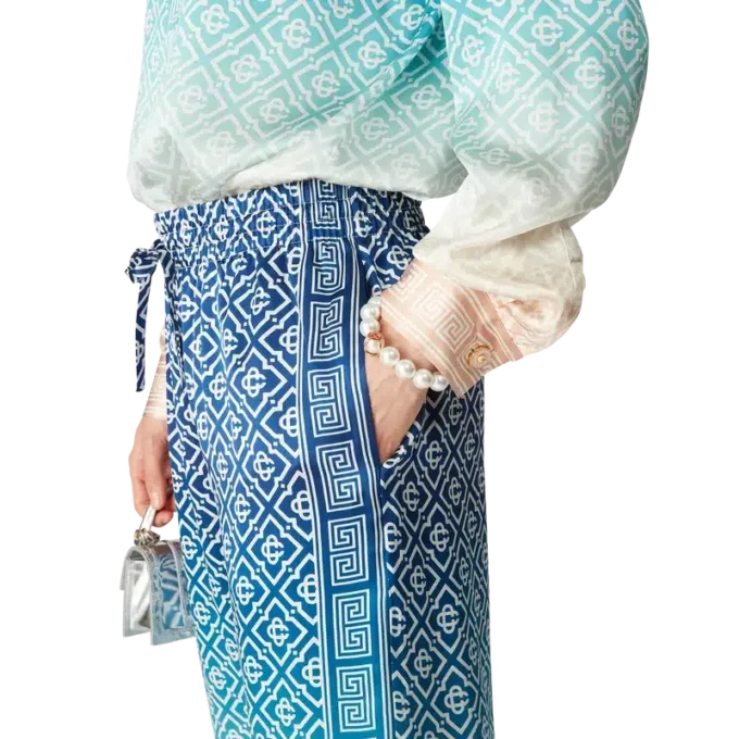 Jacquard zijde broek met kleurverloop Jacquard zijde broek met kleurverloop