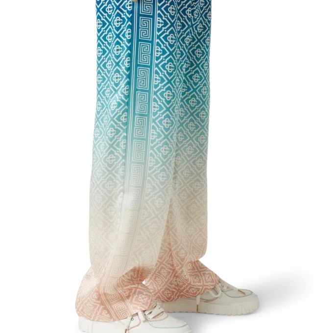 Jacquard zijde broek met kleurverloop