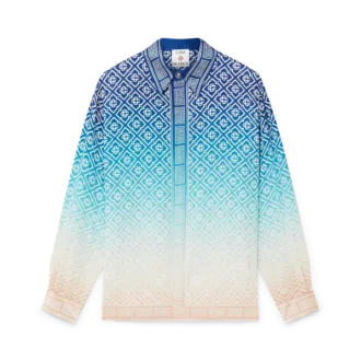 Jacquard zijden overhemd met kleurverloop