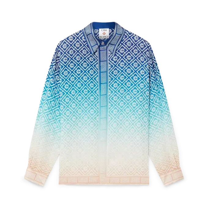 Jacquard zijden overhemd met kleurverloop