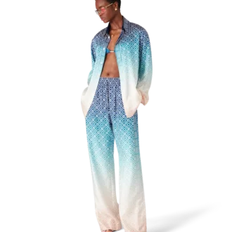 Jacquard zijden overhemd met kleurverloop