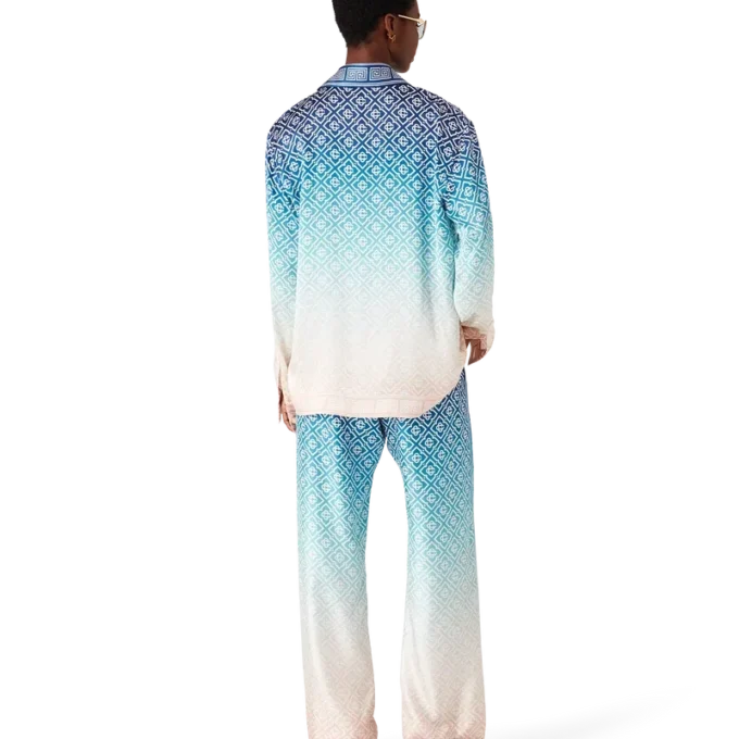 Jacquard zijden overhemd met kleurverloop