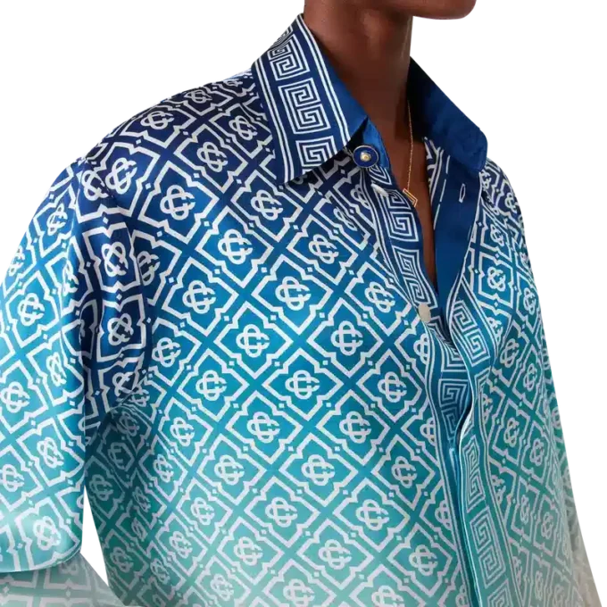 Jacquard zijden overhemd met kleurverloop