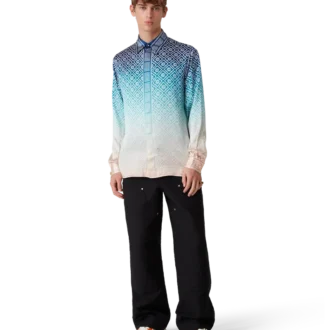 Jacquard-zijden overhemd met lange mouwen en kleurverloop