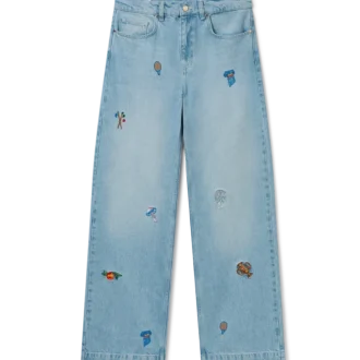 Jeans met geborduurd motief