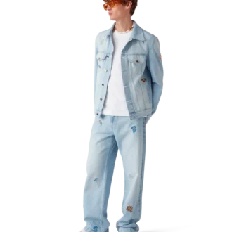 Jeans met geborduurd motief