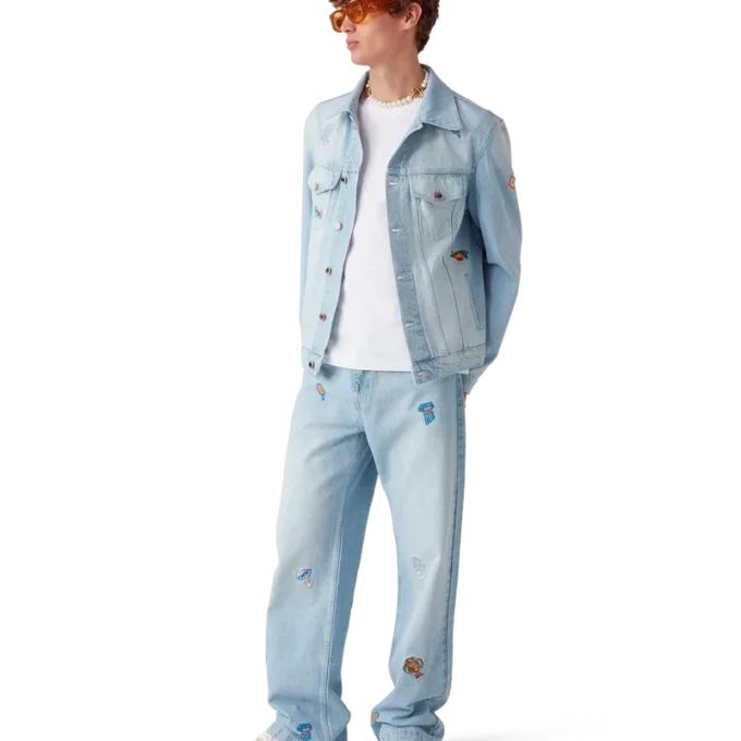 Jeans met geborduurd motief