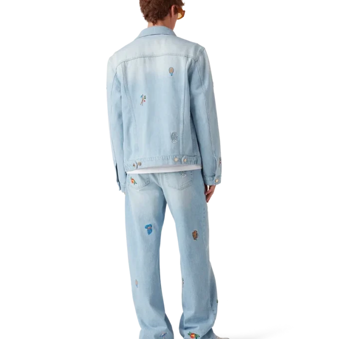 Jeans met geborduurd motief