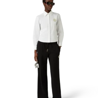 Katoen overhemd met parel-diamantpatch