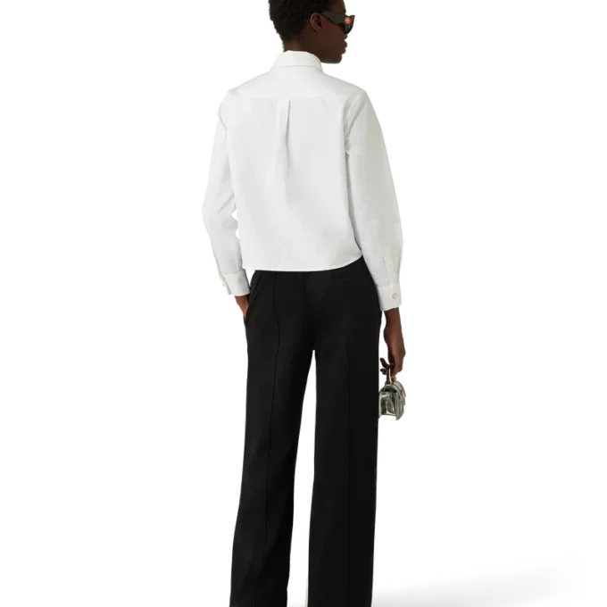 Katoen overhemd met parel-diamantpatch