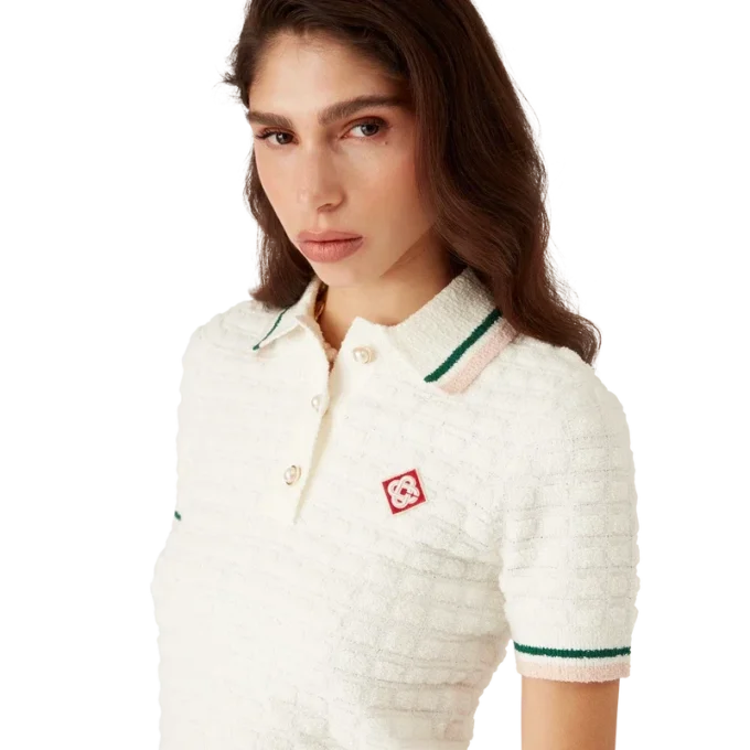 Katoenen bouclé poloshirt Katoenen bouclé poloshirt