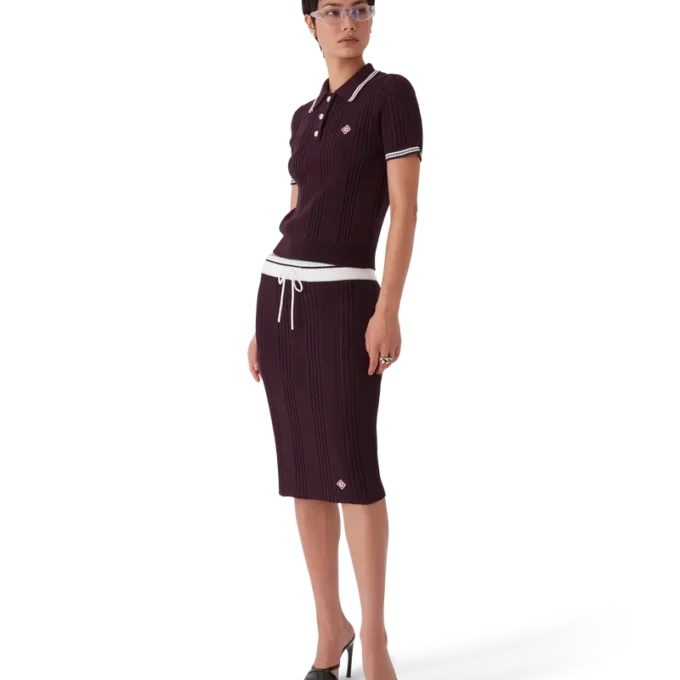 Katoenen gebreide polo met korte mouwen Katoenen gebreide polo met korte mouwen