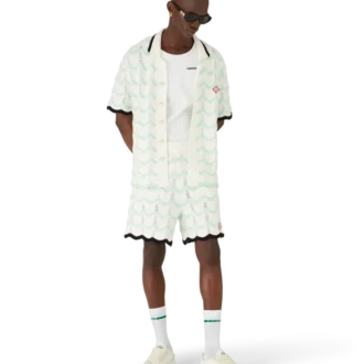 Katoenen gehaakt shirt met korte mouwen en kleurverloop