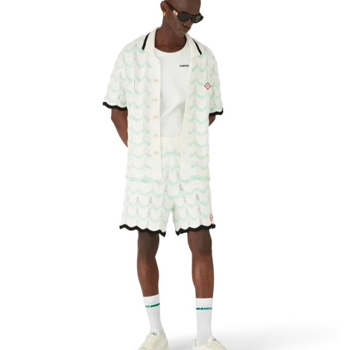 Katoenen gehaakt shirt met korte mouwen en kleurverloop Katoenen gehaakt shirt met korte mouwen en kleurverloop