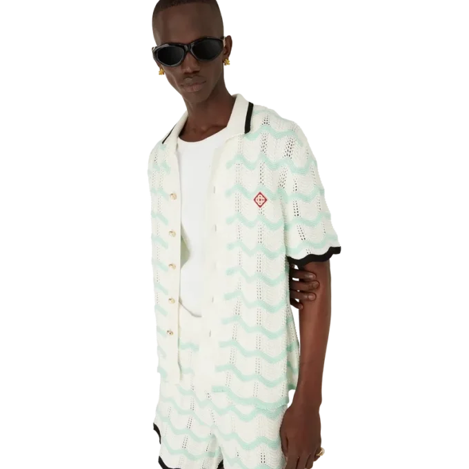 Katoenen gehaakt shirt met korte mouwen en kleurverloop Katoenen gehaakt shirt met korte mouwen en kleurverloop