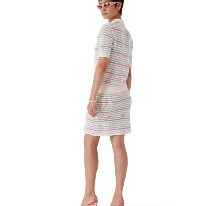 Katoenen gehaakte rok met bloemenstrepen