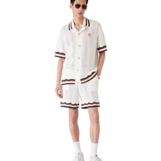 Katoenen gehaakte Shorts met chevronpatroon