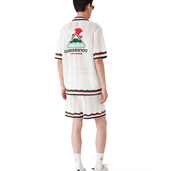 Katoenen gehaakte Shorts met chevronpatroon