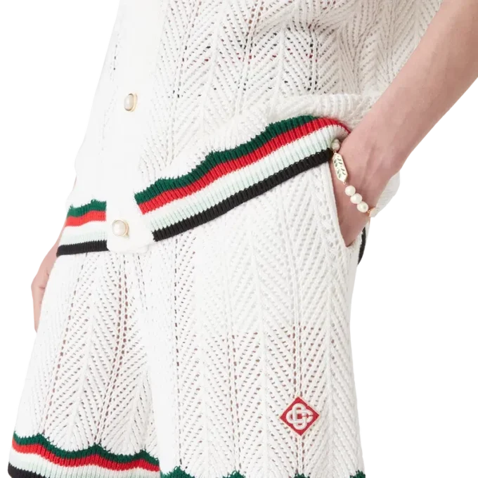 Katoenen gehaakte Shorts met chevronpatroon