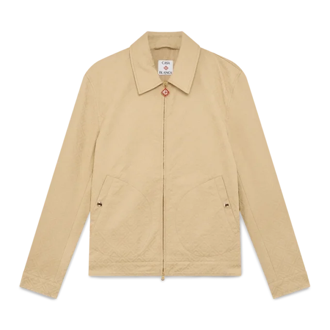 Katoenen jas met monogramjacquard