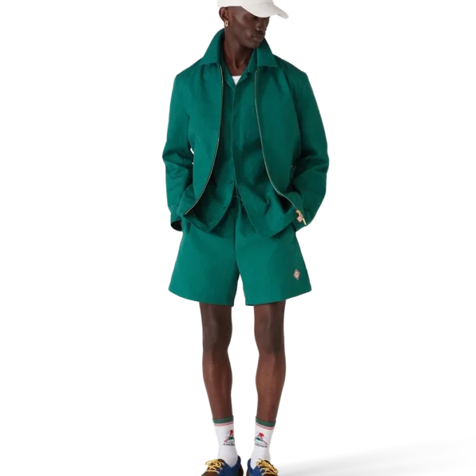 Katoenen jas met monogramjacquard