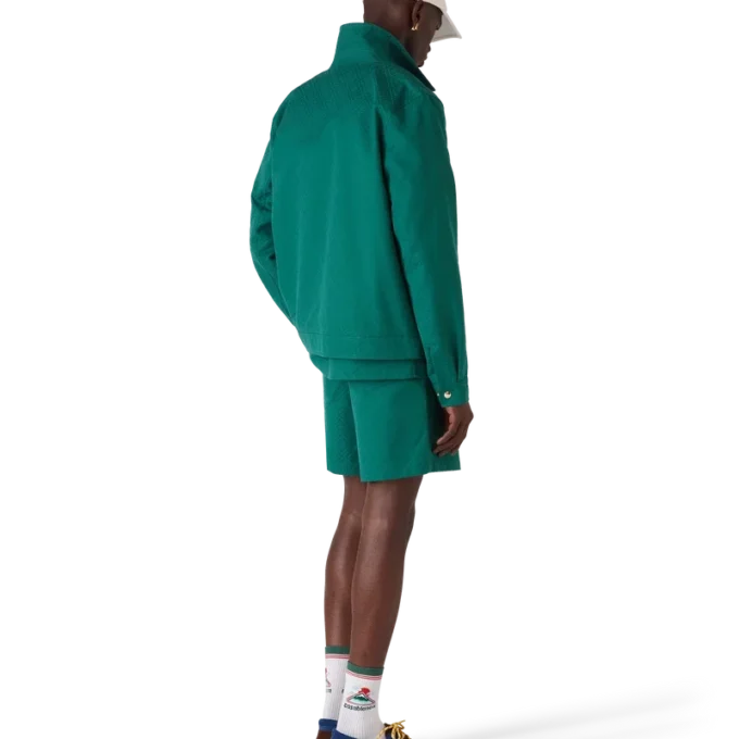 Katoenen jas met monogramjacquard