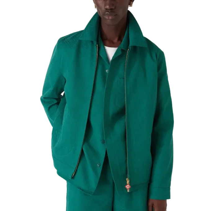 Katoenen jas met monogramjacquard