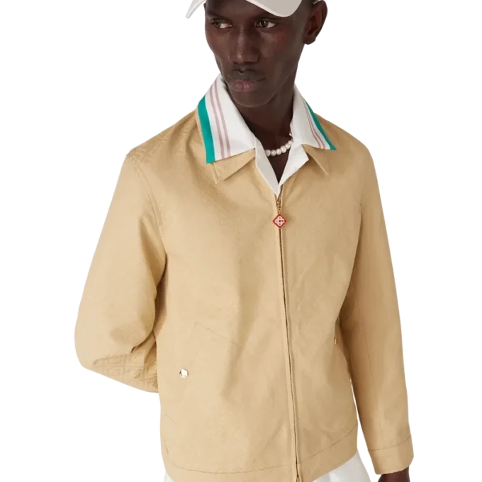 Katoenen jas met monogramjacquard