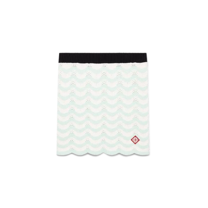 Katoenen mini-rok met gehaakte golven