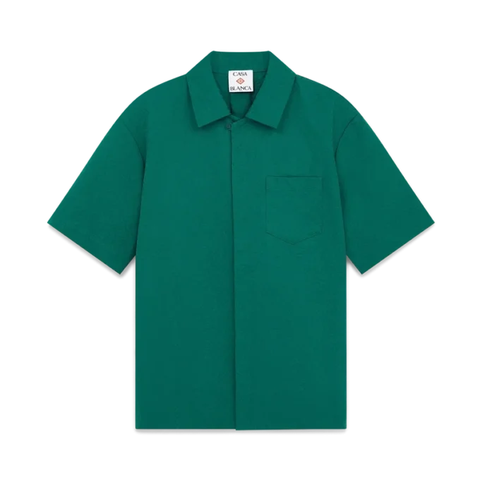 Katoenen monogram jacquardoverhemd met korte mouwen