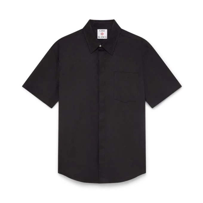 Katoenen monogram overhemd met korte mouwen