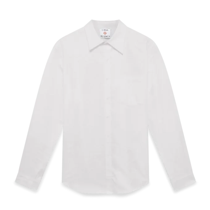 Katoenen Oxford-overhemd met monogramjacquard