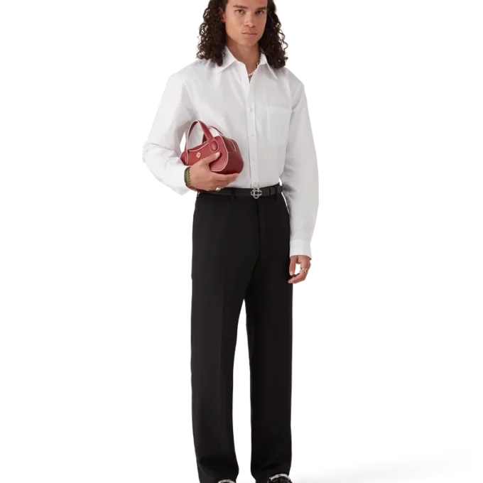 Katoenen Oxford-overhemd met monogramjacquard