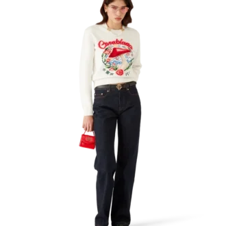 Katoenen trui met geborduurde paddenstoel