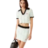 Katoenen Wave Crochet Cropped Poloshirt Katoenen Wave Crochet Cropped Poloshirt