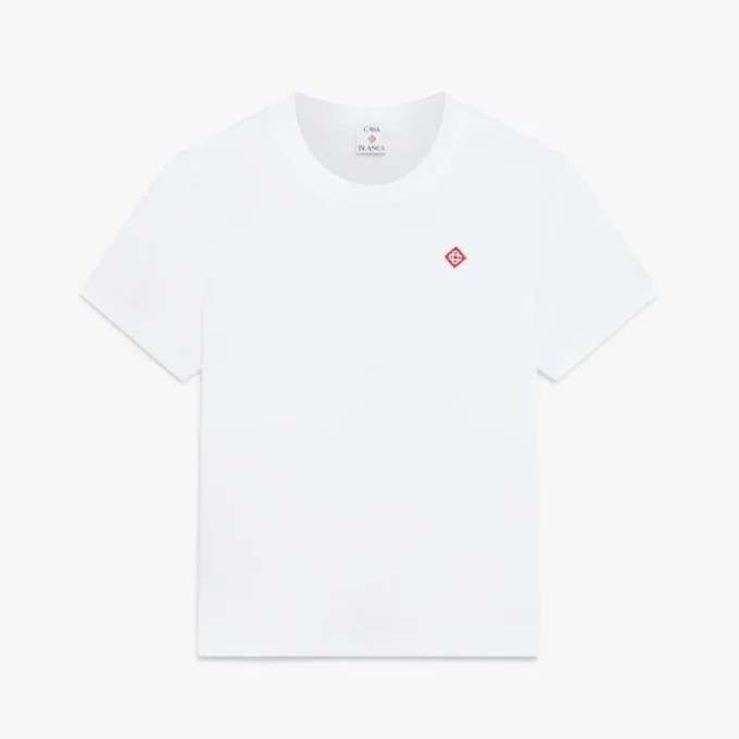 Klassiek T-shirt met korte mouwen en geborduurde patch op de short