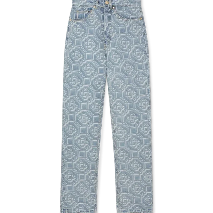 Klassieke Monogram-broek van gebleekte denim