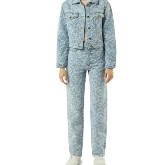 Klassieke Monogram-broek van gebleekte denim