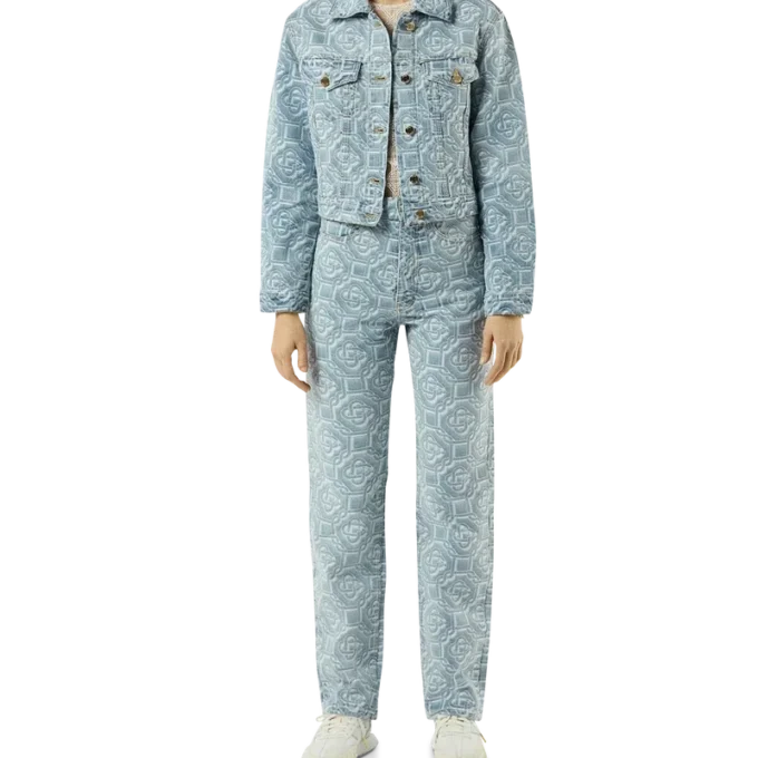 Klassieke Monogram-broek van gebleekte denim