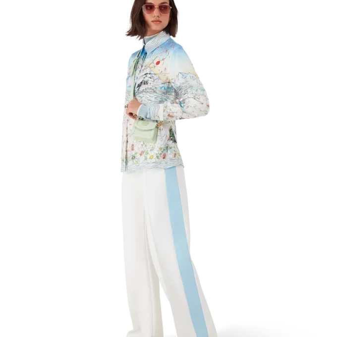 L’hiver Fleuri overhemd met lange mouwen van zijden twill