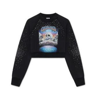 La Pramonition cropped sweatshirt met kristallen versiering