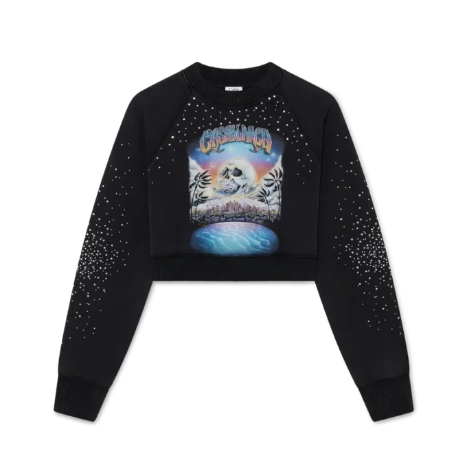 La Pramonition cropped sweatshirt met kristallen versiering