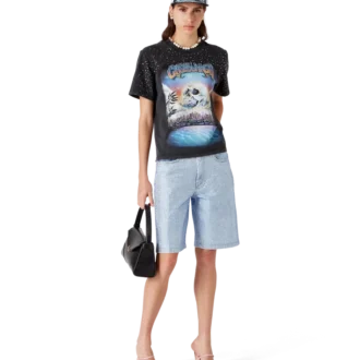 Denimshort met kristallen versiering