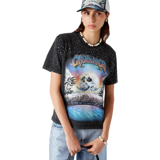 La Pramonition T-shirt met kristallen versiering